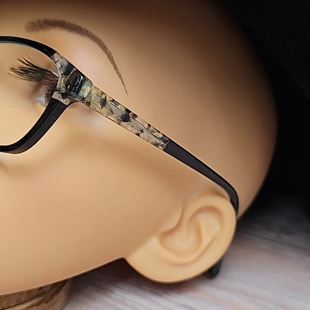 LADIES BLACK & GOLD PLASTIC EYEGLASS FRAMES